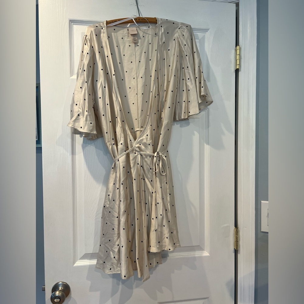 H&M Wrap Polka Dot Dress Cream and Black Size 12